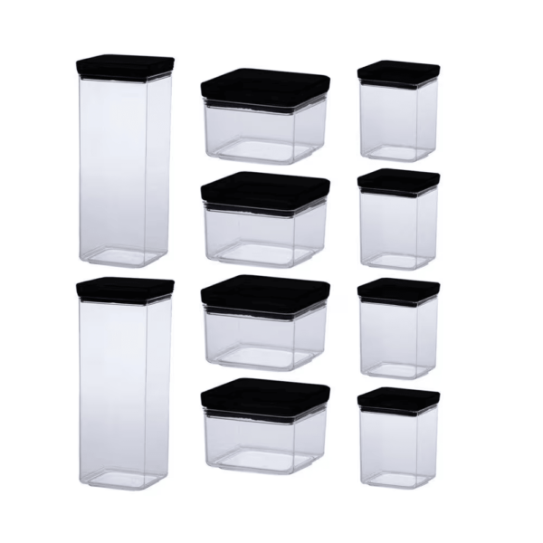 Kit Potes Herméticos para Mantimentos Lumini Black - 10 Peças