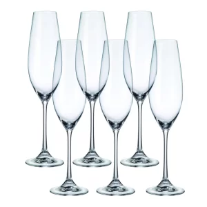 Jogo Taças de Champagne em Cristal Bohemia 260Ml - 6 Peças