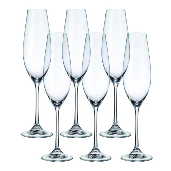 Jogo Taças de Champagne em Cristal Bohemia 260Ml - 6 Peças